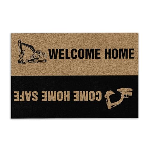 MIAOMANSENSTORE fußmatte innen außen fussmatte Bagger-Fußmatte, Baggerfahrer-Welcome-Home-Come-Home-Safe-Willkommen-Fußmatte deko Wohnzimmer von MIAOMANSENSTORE