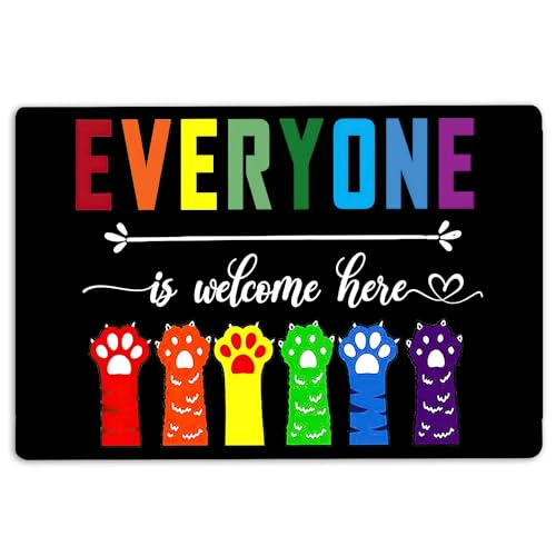 MIAOMANSENSTORE fußmatte innen außen fussmatte LGBT-Fußmatte, LGBT LGBTQ Everyone is Welcome Here Pride Love is Love Cat Paw Willkommens-Fußmatte deko Wohnzimmer von MIAOMANSENSTORE
