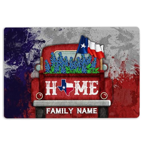 MIAOMANSENSTORE fußmatte innen außen fussmatte Personalisierte Fußmatte mit Texas-Flagge, Texas Truck Home Bluebonnet Wild West Willkommens-Fußmatte deko Wohnzimmer von MIAOMANSENSTORE