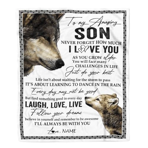 Personalisiert für Meinen Sohn Decke von Mama Papa Just Do You Best Laugh Love Live Wolf Sohn Geburtstag Abschluss Weihnachten Personalisierte Bett Fleece Decke Personalisiert für Meinen Sohn Decke von Mama Papa Just Do You Best Laugh Love Live Wolf Sohn Geburtstag Abschluss Weihnachten Personalisierte Bett Fleece Decke von MIAOMANSENSTORE