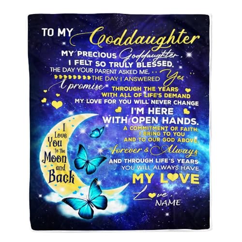 Personalisierte Decke für Meine Patentochter von Patin Schmetterling Mond Meine kostbare Patentochter Geburtstag Weihnachten Personalisierte Fleecedecke von MIAOMANSENSTORE