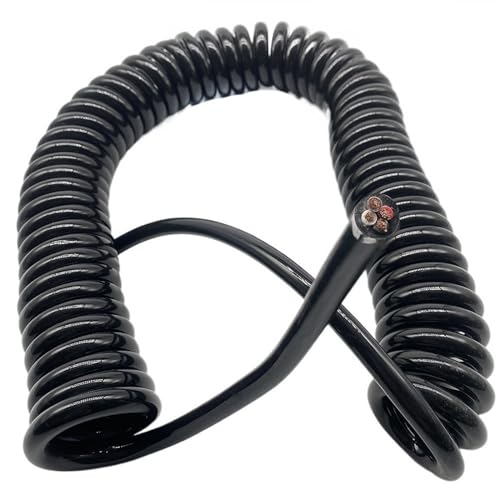 Feder Spirale 4-adriges schwarzes Spiral-Elektrokabel, 0,5 mm, 1 mm, 2 mm, quadratisches Federkabel, 2,5 m, 5 m, 7,5 m, ausziehbares Stromkabel Einziehbar Spule (Size : Stretch 1 meter, Color : 0.5m von MIAOSHE