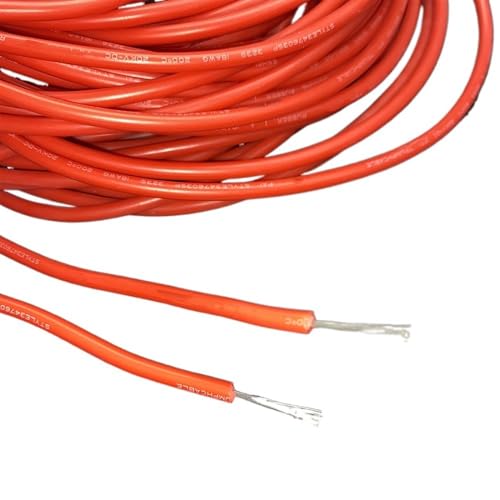 Hauptleitung Fest 5 Meter silikonisolierter Draht Hochspannung 5KV 10KV 20KV 25KV 30KV Hochtemperatur-Zündkabel 200 Grad Verbinder Webstuhl (Size : 5Meter, Color : 10KV 13AWG 2.5mm2) von MIAOSHE