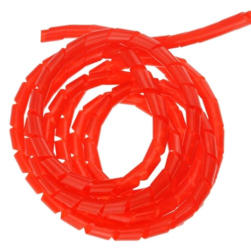 Spiral Wickeln 2 Meters 8mm tube diameter Spiral Wire Organizer Sleeves Cable Casing Wrap Tube Flame Retardant Cable Winding Pipe Schlauch Abdeckung(Color:Red) von MIAOSHE