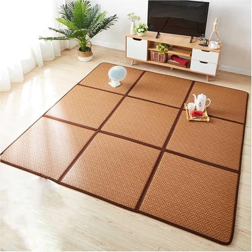 MIAOXIAO Japanische Futon-Matratze, Faltbare Tatami Matte Eisrattan Matten tragbare Isomatte Bodenmatratze Nickerchenmatten, Bambusmatten for das Schlafzimmer zu Hause,02,180x180cm(9 Pieces/Set) von MIAOXIAO