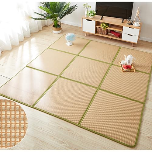 MIAOXIAO Japanische Futon-Matratze, Faltbare Tatami Matte Eisrattan Matten tragbare Isomatte Bodenmatratze Nickerchenmatten, Bambusmatten for das Schlafzimmer zu Hause,08,180x180cm(9 Pieces/Set) von MIAOXIAO