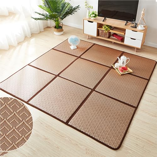 MIAOXIAO Japanische Futon-Matratze, Faltbare Tatami Matte Eisrattan Matten tragbare Isomatte Bodenmatratze Nickerchenmatten, Bambusmatten for das Schlafzimmer zu Hause,10,180x180cm(9 Pieces/Set) von MIAOXIAO
