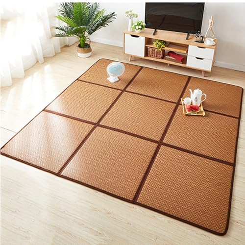 MIAOXIAO Japanische Tatami Matte Tatami Matratze japanische Bodenmatte Rattan rutschfest atmungsaktiv Tatami-Teppich Matte Krabbelmatte,4,120 * 120CM(4: Pieces) von MIAOXIAO