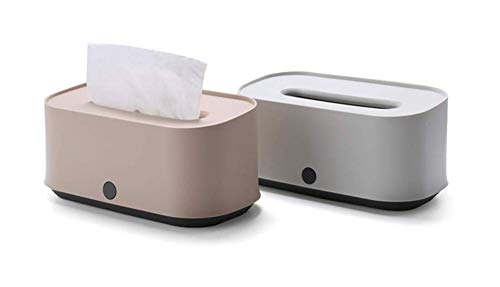 Taschentuchbox 2er Set, Rechteckig Moderner Taschentücher Box, PP KosmetiktücherBox Taschentuchspender Wohnzimmer Schlafzimmer Badezimmer Deko, Hellgrau und Emaille Rosa von MIAOXIAO