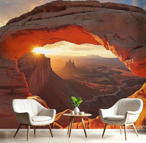 Fototapeten Bögen Park 3D Design Tapete, Canyon Landschaft Fototapeten Seidenstoff Tapeten Orange Wandtapete, Tv Tapeten Wohnzimmer Wandtapete Poster Bilder, 400x280cm (B×H) von MIATCENRT