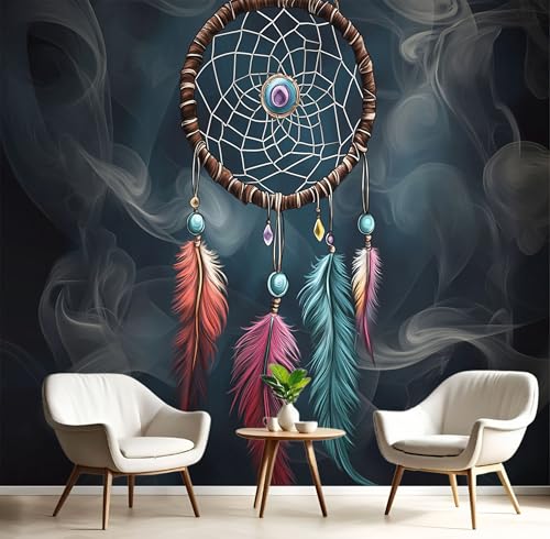 Fototapeten Rauch Traumfänger 3D Design Tapete, Realismus Fototapeten Seidenstoff Tapeten Dunkelgrau Wandtapete, Tv Tapeten Wohnzimmer Wandtapete Poster Bilder, 400x280cm (B×H) von MIATCENRT