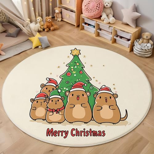 MIATCENRT Cartoon Teppich Rund 160cm, Waschbare Teppiche, Beige Runder Teppiche Farbecht, rutschfest Carpet, Weihnachtsbaum Maus Bedruckter Teppich Schlafzimmer, Kinderzimmer MIATCENRT Cartoon Teppich Rund 160cm, Waschbare Teppiche, Beige Runder Teppiche Farbecht, rutschfest Carpet, Weihnachtsbaum Maus Bedruckter Teppich Schlafzimmer, Kinderzimmer von MIATCENRT