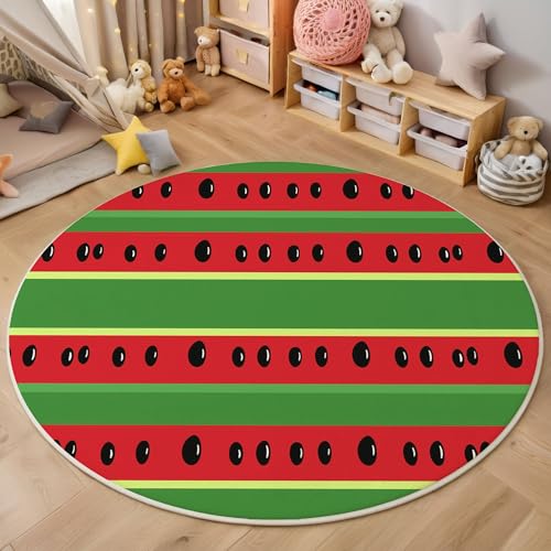 MIATCENRT Einfach Teppich Rund 80cm, Waschbare Teppiche, Rot Grün Runder Teppiche Farbecht, rutschfest Carpet, Wassermelone In Scheiben Geschnitten Bedruckter Teppich Schlafzimmer, Kinderzimmer MIATCENRT Einfach Teppich Rund 80cm, Waschbare Teppiche, Rot Grün Runder Teppiche Farbecht, rutschfest Carpet, Wassermelone In Scheiben Geschnitten Bedruckter Teppich Schlafzimmer, Kinderzimmer von MIATCENRT