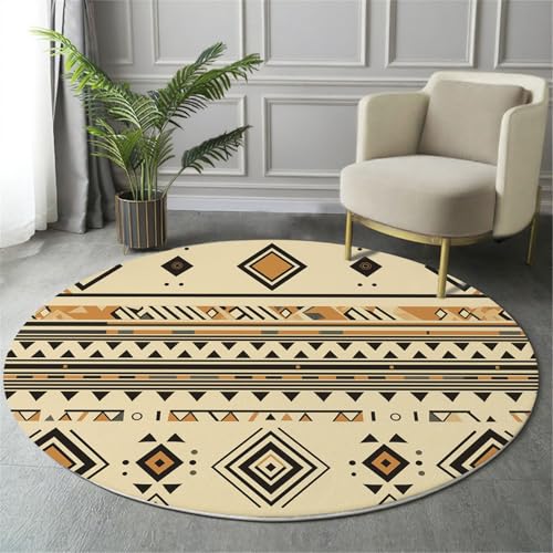 MIATCENRT Geometrische Grenze Teppich Rund 80cm, Waschbare Teppiche, Erdfarbe Runder Teppiche Farbecht, rutschfest Carpet, Stammes- Illustration Bedruckter Teppich Schlafzimmer, Kinderzimmer MIATCENRT Geometrische Grenze Teppich Rund 80cm, Waschbare Teppiche, Erdfarbe Runder Teppiche Farbecht, rutschfest Carpet, Stammes- Illustration Bedruckter Teppich Schlafzimmer, Kinderzimmer von MIATCENRT