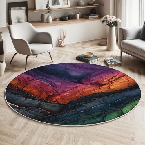 MIATCENRT Natur Wunder Teppich Rund 160cm, Waschbar Kurzflor, Rutschfester Wohnzimmerteppich, Farbe Felsformation Runder Flauschiger Teppiche für Schlafzimmer, Kinderzimmer, Bunt MIATCENRT Natur Wunder Teppich Rund 160cm, Waschbar Kurzflor, Rutschfester Wohnzimmerteppich, Farbe Felsformation Runder Flauschiger Teppiche für Schlafzimmer, Kinderzimmer, Bunt von MIATCENRT
