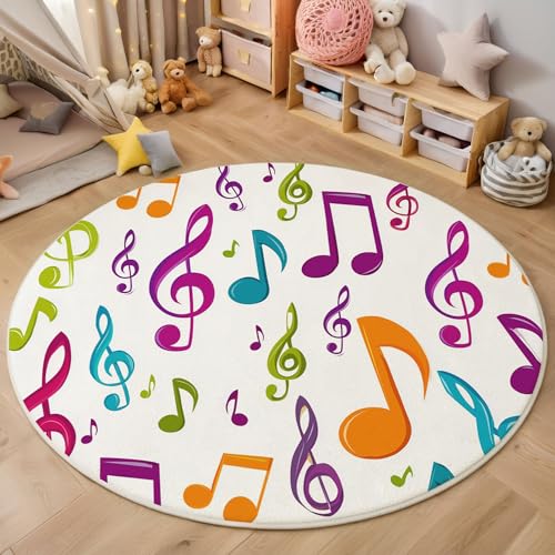 MIATCENRT Rund Wohnzimmer Teppich, Farbe Musiknoten Kurzflor Teppiche, Vektor Illustration Weiche rutschfest Waschbarer Bunt Teppich Für Flur Schlafzimmer Verschiedene Szenarien 120cm MIATCENRT Rund Wohnzimmer Teppich, Farbe Musiknoten Kurzflor Teppiche, Vektor Illustration Weiche rutschfest Waschbarer Bunt Teppich Für Flur Schlafzimmer Verschiedene Szenarien 120cm von MIATCENRT