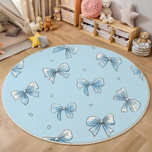 MIATCENRT Waschbar Teppich Rund 120cm, rutschfest Dünner Teppich, Gegend Kreis Hellblau Handbemalt Niedlich Schmetterling Fußboden Teppiche für Wohnzimmer Schlafzimmer Kinderzimmer MIATCENRT Waschbar Teppich Rund 120cm, rutschfest Dünner Teppich, Gegend Kreis Hellblau Handbemalt Niedlich Schmetterling Fußboden Teppiche für Wohnzimmer Schlafzimmer Kinderzimmer von MIATCENRT