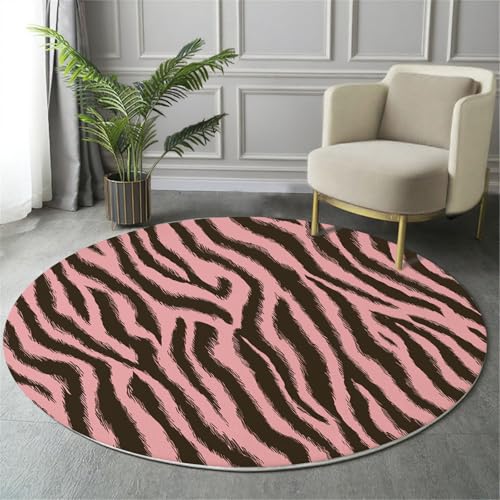 MIATCENRT Waschbar Teppich Rund 120cm, rutschfest Dünner Teppich, Gegend Kreis Rosa Braun Abstrakt Kunst Zebradruck Fußboden Teppiche für Wohnzimmer Schlafzimmer Kinderzimmer MIATCENRT Waschbar Teppich Rund 120cm, rutschfest Dünner Teppich, Gegend Kreis Rosa Braun Abstrakt Kunst Zebradruck Fußboden Teppiche für Wohnzimmer Schlafzimmer Kinderzimmer von MIATCENRT