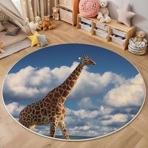 MIATCENRT Waschbar Teppich Rund 160cm, rutschfest Dünner Teppich, Gegend Kreis Blau Geographisch Himmel Giraffe Fußboden Teppiche für Wohnzimmer Schlafzimmer Kinderzimmer MIATCENRT Waschbar Teppich Rund 160cm, rutschfest Dünner Teppich, Gegend Kreis Blau Geographisch Himmel Giraffe Fußboden Teppiche für Wohnzimmer Schlafzimmer Kinderzimmer von MIATCENRT