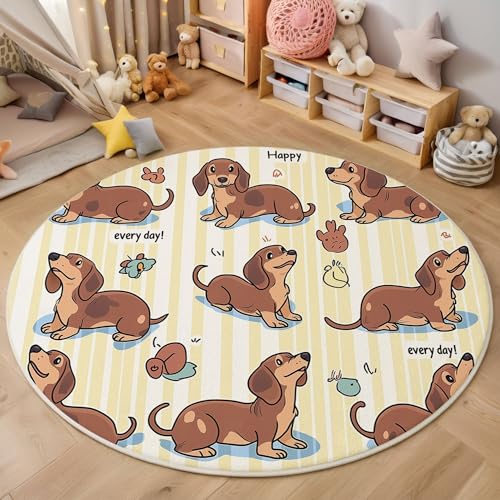 MIATCENRT Waschbar Teppich Rund 160cm, rutschfest Dünner Teppich, Gegend Kreis Braun Japan Animation Niedlich Dackel Fußboden Teppiche für Wohnzimmer Schlafzimmer Kinderzimmer MIATCENRT Waschbar Teppich Rund 160cm, rutschfest Dünner Teppich, Gegend Kreis Braun Japan Animation Niedlich Dackel Fußboden Teppiche für Wohnzimmer Schlafzimmer Kinderzimmer von MIATCENRT