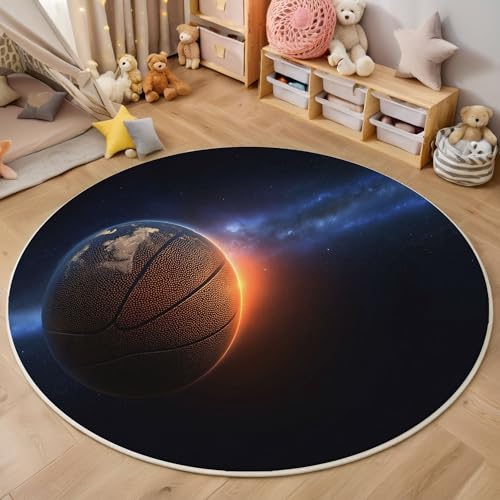 MIATCENRT Waschbar Teppich Rund 160cm, rutschfest Dünner Teppich, Gegend Kreis Schwarz Blau Himmel Galaxie Weltraum Basketball Fußboden Teppiche für Wohnzimmer Schlafzimmer Kinderzimmer MIATCENRT Waschbar Teppich Rund 160cm, rutschfest Dünner Teppich, Gegend Kreis Schwarz Blau Himmel Galaxie Weltraum Basketball Fußboden Teppiche für Wohnzimmer Schlafzimmer Kinderzimmer von MIATCENRT