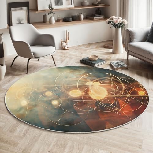 MIATCENRT Waschbar Teppich Rund 80cm, rutschfest Dünner Teppich, Gegend Kreis Orange Grün Sci-Fi Universum Kreise Linien Fußboden Teppiche für Wohnzimmer Schlafzimmer Kinderzimmer MIATCENRT Waschbar Teppich Rund 80cm, rutschfest Dünner Teppich, Gegend Kreis Orange Grün Sci-Fi Universum Kreise Linien Fußboden Teppiche für Wohnzimmer Schlafzimmer Kinderzimmer von MIATCENRT