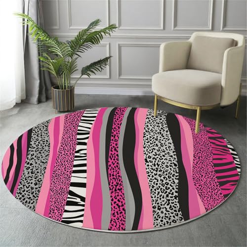 MIATCENRT Waschbar Teppich Rund 80cm, rutschfest Dünner Teppich, Gegend Kreis Rosenrot Abstrakt Streifen Zebra Leopardenmuster Fußboden Teppiche für Wohnzimmer Schlafzimmer Kinderzimmer MIATCENRT Waschbar Teppich Rund 80cm, rutschfest Dünner Teppich, Gegend Kreis Rosenrot Abstrakt Streifen Zebra Leopardenmuster Fußboden Teppiche für Wohnzimmer Schlafzimmer Kinderzimmer von MIATCENRT