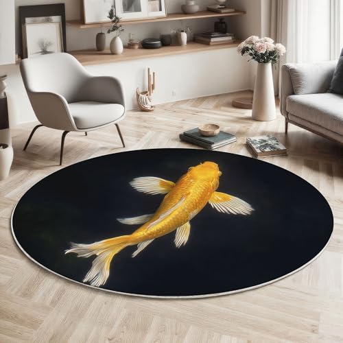 MIATCENRT Waschbar Teppich Rund 80cm, rutschfest Dünner Teppich, Gegend Kreis Schwarz Tradition Kunst Gold Koi Fußboden Teppiche für Wohnzimmer Schlafzimmer Kinderzimmer MIATCENRT Waschbar Teppich Rund 80cm, rutschfest Dünner Teppich, Gegend Kreis Schwarz Tradition Kunst Gold Koi Fußboden Teppiche für Wohnzimmer Schlafzimmer Kinderzimmer von MIATCENRT