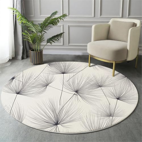 MIATCENRT Waschbarer Cremefarben Teppich Wohnzimmer Schlafzimmer Rund Teppich, Löwenzahnsamen Muster Minimalistisch Deko, Teppiche kurzerflor für Esszimmer Büro Eingangsbereich, 160cm MIATCENRT Waschbarer Cremefarben Teppich Wohnzimmer Schlafzimmer Rund Teppich, Löwenzahnsamen Muster Minimalistisch Deko, Teppiche kurzerflor für Esszimmer Büro Eingangsbereich, 160cm von MIATCENRT