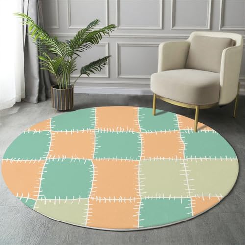 MIATCENRT Waschbarer Gemischte Farben Rund Teppich, Graffiti Raster Quadrat Muster, 160cm Dünn Teppich Dekorative für Schlafzimmer Küche Esszimmer Wohnzimmer Büro Eingangsbereich MIATCENRT Waschbarer Gemischte Farben Rund Teppich, Graffiti Raster Quadrat Muster, 160cm Dünn Teppich Dekorative für Schlafzimmer Küche Esszimmer Wohnzimmer Büro Eingangsbereich von MIATCENRT