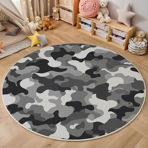 MIATCENRT Waschbarer Grau Rund Teppich, Illustration Abstrakt Tarnung Muster, 100cm Dünn Teppich Dekorative für Schlafzimmer Küche Esszimmer Wohnzimmer Büro Eingangsbereich MIATCENRT Waschbarer Grau Rund Teppich, Illustration Abstrakt Tarnung Muster, 100cm Dünn Teppich Dekorative für Schlafzimmer Küche Esszimmer Wohnzimmer Büro Eingangsbereich von MIATCENRT