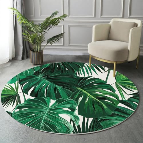 MIATCENRT Waschbarer Grün Rund Teppich, Pflanze Tropisch Monstera Muster, 80cm Dünn Teppich Dekorative für Schlafzimmer Küche Esszimmer Wohnzimmer Büro Eingangsbereich MIATCENRT Waschbarer Grün Rund Teppich, Pflanze Tropisch Monstera Muster, 80cm Dünn Teppich Dekorative für Schlafzimmer Küche Esszimmer Wohnzimmer Büro Eingangsbereich von MIATCENRT