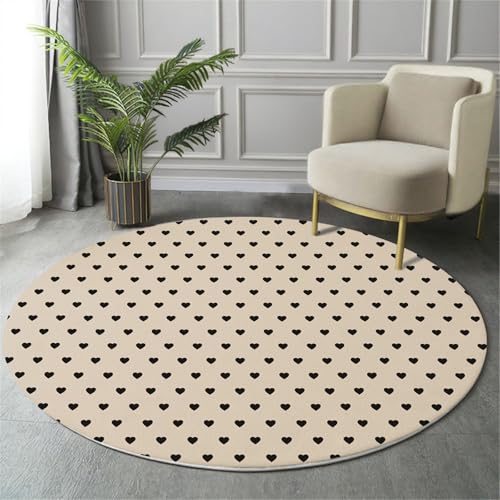 MIATCENRT Waschbarer Reis Teppich Wohnzimmer Schlafzimmer Rund Teppich, Kleines Schwarzes Herz Muster Minimalistisch Deko, Teppiche kurzerflor für Esszimmer Büro Eingangsbereich, 120cm MIATCENRT Waschbarer Reis Teppich Wohnzimmer Schlafzimmer Rund Teppich, Kleines Schwarzes Herz Muster Minimalistisch Deko, Teppiche kurzerflor für Esszimmer Büro Eingangsbereich, 120cm von MIATCENRT