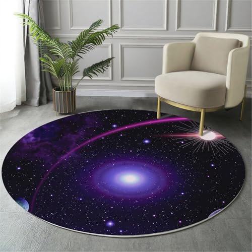 MIATCENRT Waschbarer Schwarz Lila Rund Teppich, Fantasie Universum Sterne Muster, 100cm Dünn Teppich Dekorative für Schlafzimmer Küche Esszimmer Wohnzimmer Büro Eingangsbereich MIATCENRT Waschbarer Schwarz Lila Rund Teppich, Fantasie Universum Sterne Muster, 100cm Dünn Teppich Dekorative für Schlafzimmer Küche Esszimmer Wohnzimmer Büro Eingangsbereich von MIATCENRT