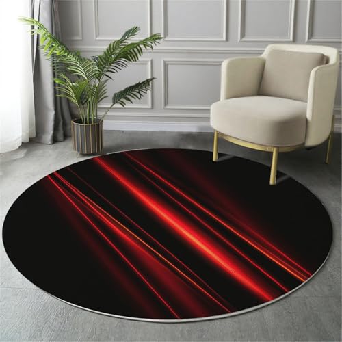 MIATCENRT Waschbarer Schwarz Rot Rund Teppich, Abstrakt Rotes Licht Streifen Muster, 80cm Dünn Teppich Dekorative für Schlafzimmer Küche Esszimmer Wohnzimmer Büro Eingangsbereich MIATCENRT Waschbarer Schwarz Rot Rund Teppich, Abstrakt Rotes Licht Streifen Muster, 80cm Dünn Teppich Dekorative für Schlafzimmer Küche Esszimmer Wohnzimmer Büro Eingangsbereich von MIATCENRT