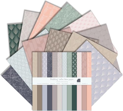 24 Blatt Boho Muster Scrapbook Papier Set, 30x30 Scrapbooking Papier Doppelseitige Designer Paper Bastelpapier für DIY Fotoalbum Handwerk Origami Hintergrund Dekorative, 24Designs (C, 30x30cm) von MIATTCLD
