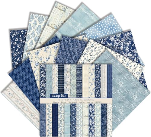 24 Blatt Scrapbook Papier, 24 Designs Doppelseitiges Dekorpapier, Blumenmuster Bastelpapier Decoupage Paper Scrapbooking Craft Papier für DIY Alben Bullet Journals (C, 30.5 x 30.5cm) von MIATTCLD
