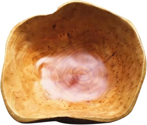 MIATTCLD Obstschale aus Nussbaumholz für Obst Salate und Dekor, Natur Holzschale Servierschale Obst Servierschüssel Handarbeit unregelmäßige Dekoschale (35-39cm) von MIATTCLD