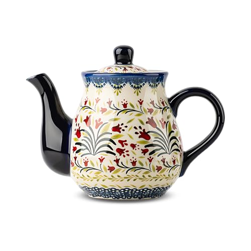 Porzellan Teekanne, 800 ml Teekanne, Farbiger Vintage Kaffeekanne Keramik Wasserkocher Teekocher für Büro Geschenke Zuhause Nachmittagstee (B) von MIATTCLD