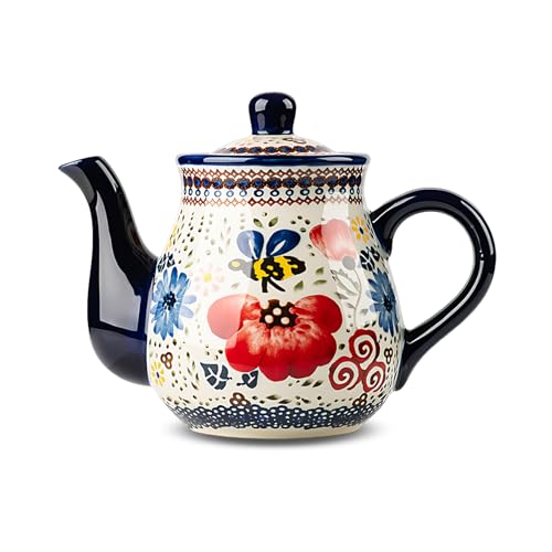 Porzellan Teekanne, 800 ml Teekanne, Farbiger Vintage Kaffeekanne Keramik Wasserkocher Teekocher für Büro Geschenke Zuhause Nachmittagstee (C) von MIATTCLD