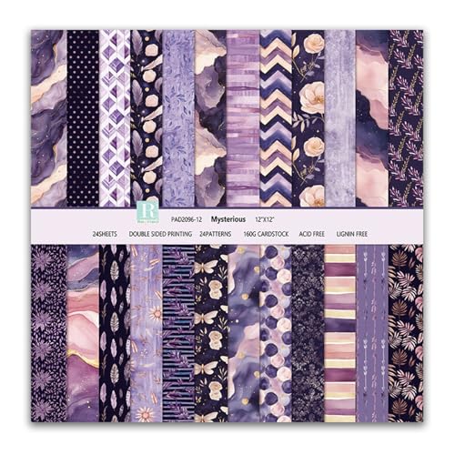 Scrapbook-Papier, Blumenmuster, 24 Blatt/24 Designs, doppelseitig, dekoratives Bastelpapier, MIATTCLD bunt, Scrapbooking-Papier für Junk-Tagebücher, DIY-Karten, Album-Dekoration (lila, 30,5 x 30,5 cm) Scrapbook-Papier, Blumenmuster, 24 Blatt/24 Designs, doppelseitig, dekoratives Bastelpapier, MIATTCLD bunt, Scrapbooking-Papier für Junk-Tagebücher, DIY-Karten, Album-Dekoration (lila, 30,5 x 30,5 cm) von MIATTCLD