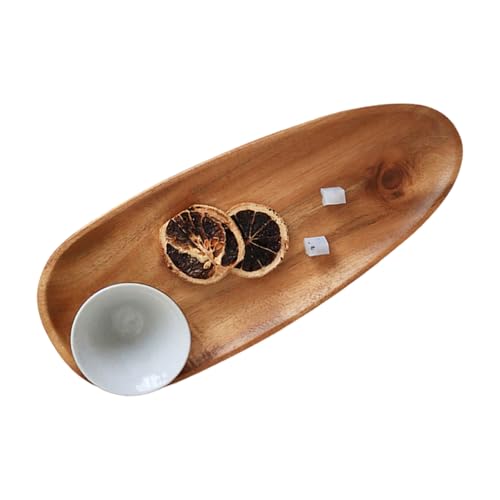 Tablett aus Akazienholz, Holztablett Deko, Serviertablett Holz, Dekotablett Holzbrett Deko für Snacks, Nüsse, Brot, Tischdekoration ﻿ (Oval) von MIATTCLD