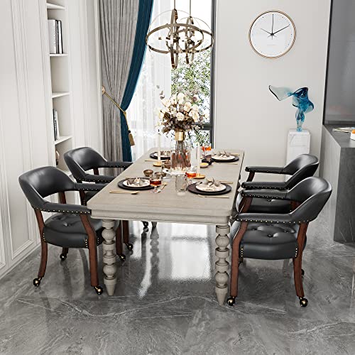 MIAUWUUFHOME 4 er Große Esszimmerstühle mit Rollen und Arme, Rolling Dining Stühles mit Rädern, Akzent Spiel Stühle-Boss Caption's-Stühle, 66CM x 64CM x 66.5CM, Kirsche Beine & Schwarz SY-1533-BK MIAUWUUFHOME 4 er Große Esszimmerstühle mit Rollen und Arme, Rolling Dining Stühles mit Rädern, Akzent Spiel Stühle-Boss Caption's-Stühle, 66CM x 64CM x 66.5CM, Kirsche Beine & Schwarz SY-1533-BK von MIAUWUUFHOME