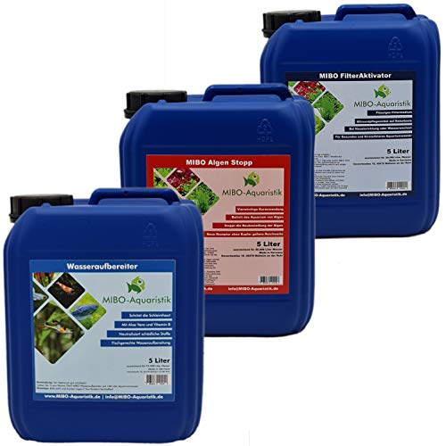 MIBO Spar Set Aquarium Pflege 3 x 5.000ml +Algenradierer Wasseraufbereiter Algenvernichter Filteraktivator MIBO Spar Set Aquarium Pflege 3 x 5.000ml +Algenradierer Wasseraufbereiter Algenvernichter Filteraktivator von MIBO-Aquaristik
