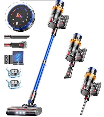 MIBODE Akku Staubsauger, 45000Pa/550W/70Mins Staubsauger Kabellos mit Smart Display, Staubsauger mit Automatikmodus & Anti-Verhedderung-Bürste für Teppich, Hartboden und Tierhaare von MIBODE
