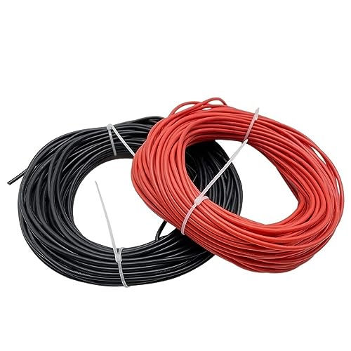 Fest Zaun 10 Meter hitzebeständiges weiches Kabel, elektrischer Silikondraht, 8 AWG bis 30 AWG, 5 Meter rot und 5 Meter schwarz Gerät Schweißen (Size : 20 AWG) von MIBSH