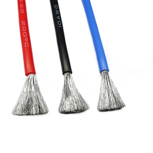 Hauptleitung Fest Weiches Silikon-Batteriekabel, 11 AWG, einadriger Draht, beständig gegen hohe und niedrige Temperaturen bei -60 °C und 200 °C Verbinder Webstuhl (Color : Blue, Size : 7AWG 2meters von MIBSH