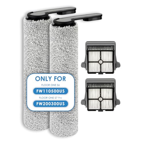 (4 Stück) Ersatzbürstenrollen und HEPA-Filter, Kompatibel mit Tineco Floor ONE S6/ S7 PRO Smart Schnurlosem Nass-Trockensauger, 2 Bürstenrollen, 2 HEPA-Filter von MIBUMIKI