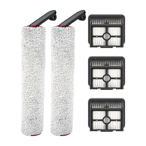 (5 Stück) Ersatzbürstenrollen und HEPA-Filter kompatibel für Dreame H12 Pro schnurlosem Nass-Trockensauger, Ersatzteile Zubehör-Kit, 2 Bürstenrollen, 3 HEPA-Filter von MIBUMIKI