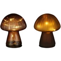 Mica Decorations LED Deko Lampe Glas Pilz Ø 12 x 15 cm braun 2-fach sortiert Mica Decorations LED Deko Lampe Glas Pilz Ø 12 x 15 cm braun 2-fach sortiert von MICA DECORATIONS
